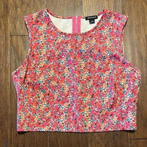 I Heart Ronson Pink Floral Cropped Tank Top Blouse